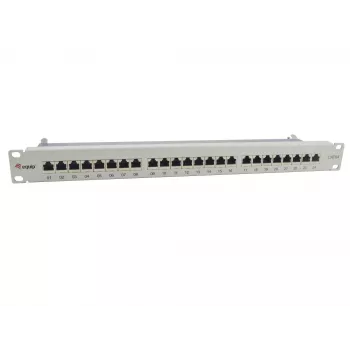 Panel krosowy Equip 24-portowy, ekranowany, Cat.6A, jasnoszary, 10/100/1000Base-T(X), Gigabit Ethernet, 1000 Mbit/s, RJ-45, Cat6a, montaż w szafie