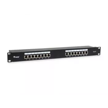 Panel krosowy Equip 16-portowy, ekranowany, Cat.6, czarny, 10/100/1000Base-T(X), Gigabit Ethernet, 1000 Mbit/s, RJ-45, Cat6, montaż w szafie