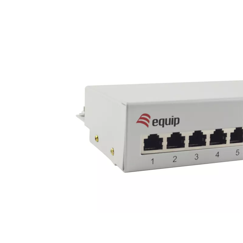 Panel krosowy Equip 12-portowy Cat.6, biurkowy, jasnoszary, 10/100/1000Base-T(X), Gigabit Ethernet, 1000 Mbit/s, RJ-45, Cat6, 1U