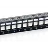 Panel krosowy Equip 24-portowy Keystone Cat.6 ekranowany, czarny, Cat6, montaż w szafie RACK, 1U, czarny, 92,5 mm, 483 mm
