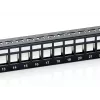 Panel krosowy Equip 24-portowy Keystone Cat.6 ekranowany, czarny, Cat6, montaż w szafie RACK, 1U, czarny, 92,5 mm, 483 mm