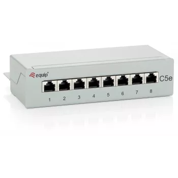 Panel krosowy Equip 8-portowy Cat.5e, biurkowy, jasnoszary, RJ-45, złoto, Cat5e, szary, ANSI/TIA/EIA 568, -40 - 80 °C