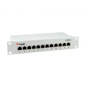 Equip 12-Port Cat.6 Shielded Patch Panel, Light szary, Gigabit Ethernet, 1000 Mbit/s, RJ-45, Cat6, Cat6e, 1U, szary