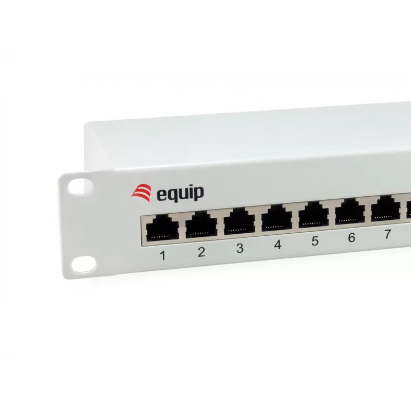 Equip 12-Port Cat.6 Shielded Patch Panel, Light szary, Gigabit Ethernet, 1000 Mbit/s, RJ-45, Cat6, Cat6e, 1U, szary