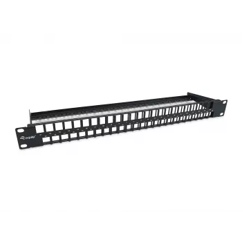 Panel krosowy Equip 48-portowy Keystone Cat.6 nieekranowany, czarny, RJ-45, Cat6, 1U, stal, REACH, RoHS