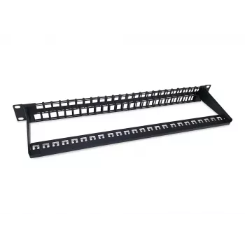 Panel krosowy Equip 48-portowy Keystone Cat.6 nieekranowany, czarny, RJ-45, Cat6, 1U, stal, REACH, RoHS
