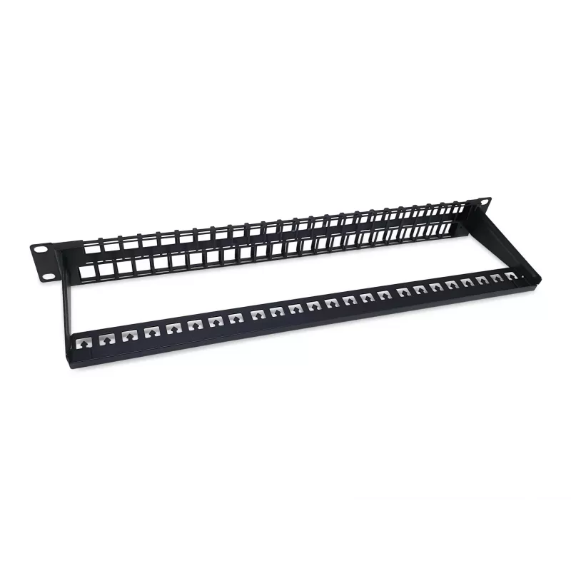 Panel krosowy Equip 48-portowy Keystone Cat.6 nieekranowany, czarny, RJ-45, Cat6, 1U, stal, REACH, RoHS