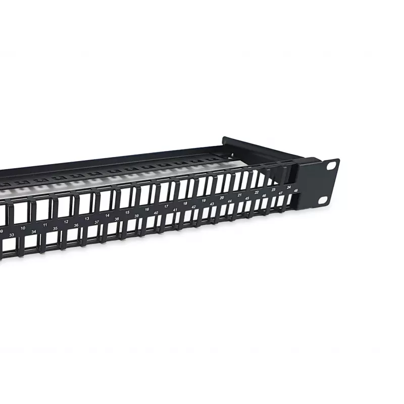 Panel krosowy Equip 48-portowy Keystone Cat.6 nieekranowany, czarny, RJ-45, Cat6, 1U, stal, REACH, RoHS