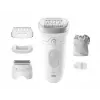 Epilator BRAUN Silk-épil 7 7-041 — bezprzewodowy epilator Wet & Dry z technologią MicroGrip, funkcją masażu, golarką i trymerem do bikini, szaro-biały