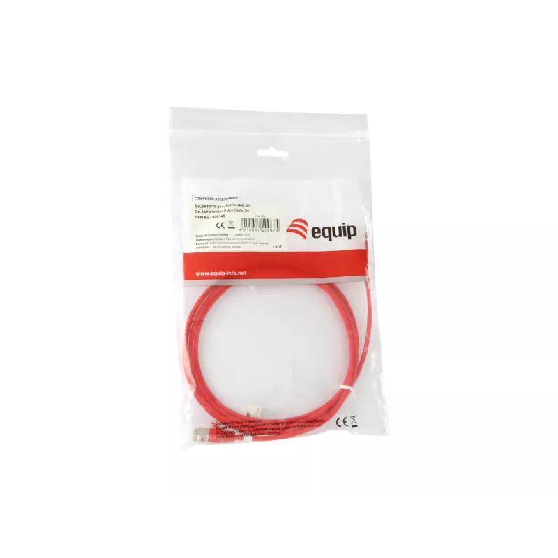 Kabel sieciowy Equip Cat.6A F/FTP cienki Patch kabel RJ-45 2m czerwony