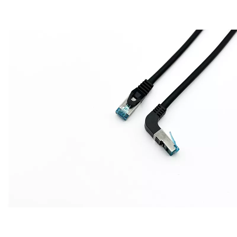 Equip Cat.6A S/FTP Patch kabel, kątowy to prosty plug, 1,0m, czarny