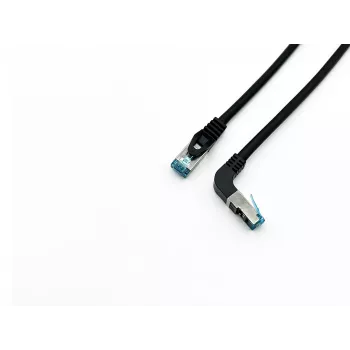 Equip Cat.6A S/FTP Patch kabel, Wtyk kątowy na prosty, 3.0m, Czarny