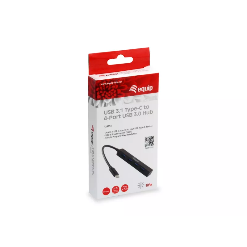 Equip 128954 koncentrator interfejsu USB 3.2 Gen 1 (3.1 Gen 1) Type-C 5000 Mbit/s Czarny