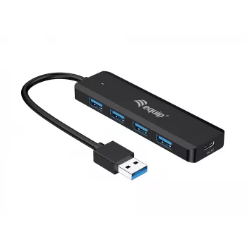 4-portowy hub USB 3.2 Gen 1 Equip z adapterem USB-C Czarny 5000 Mbit/s