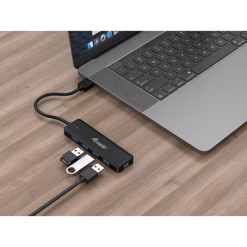 4-portowy hub USB 3.2 Gen 1 Equip z adapterem USB-C Czarny 5000 Mbit/s