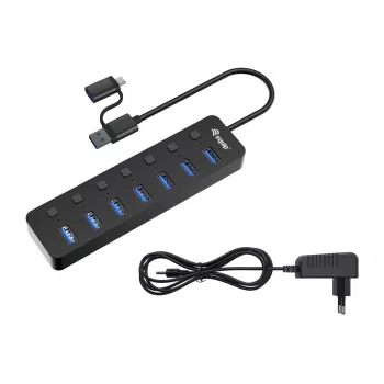Koncentrator USB Equip 7-portowy USB 3.2 Gen 1 z zasilaczem