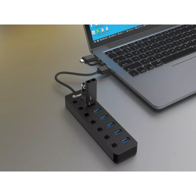Koncentrator USB Equip 7-portowy USB 3.2 Gen 1 z zasilaczem