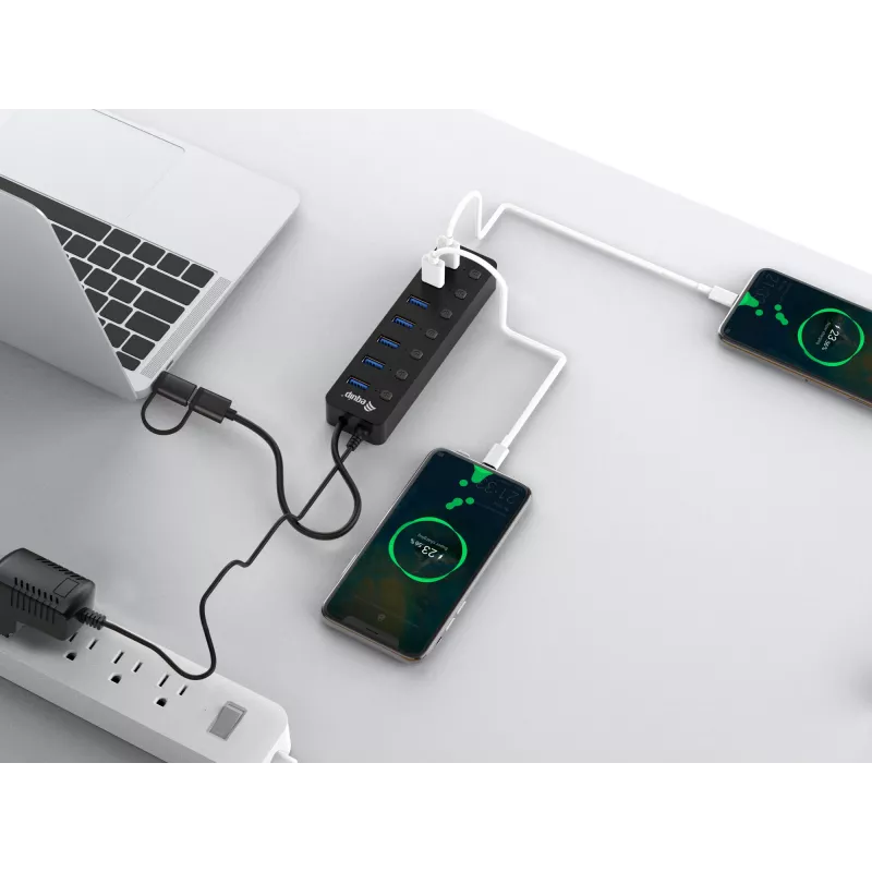 Koncentrator USB Equip 7-portowy USB 3.2 Gen 1 z zasilaczem