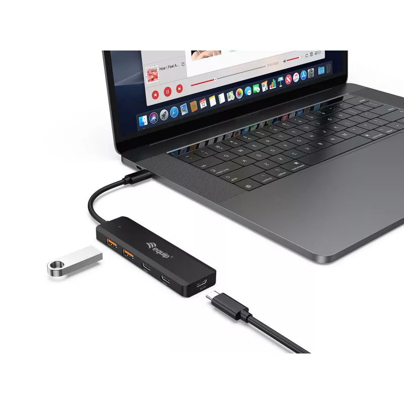 Koncentrator Equip USB-C 4-portowy USB 3.2 Gen 2 (10 Gb/s), USB-C x 2, USB-A x 2