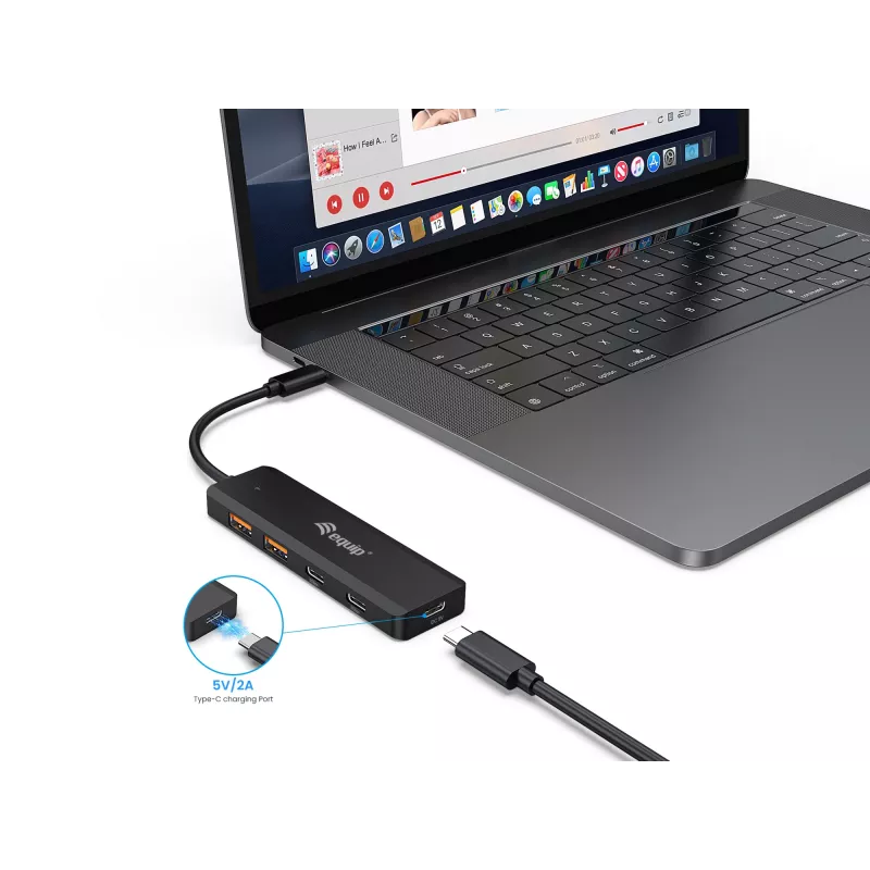 Koncentrator Equip USB-C 4-portowy USB 3.2 Gen 2 (10 Gb/s), USB-C x 2, USB-A x 2