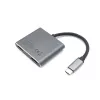 Adapter Equip USB-C 4 w 1 z podwójnym HDMI, USB 3.2 Gen 1 (3.1 Gen 1) Type-C, srebrny, 4K Ultra HD, 30 Hz, HDMI, aluminium