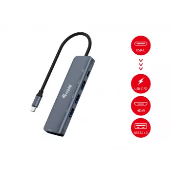 Equip USB-C 5 w 1 WIELOFUNKCYJNY Adapter, HDMI, USB 3.2 GEN1, 100W USB PD