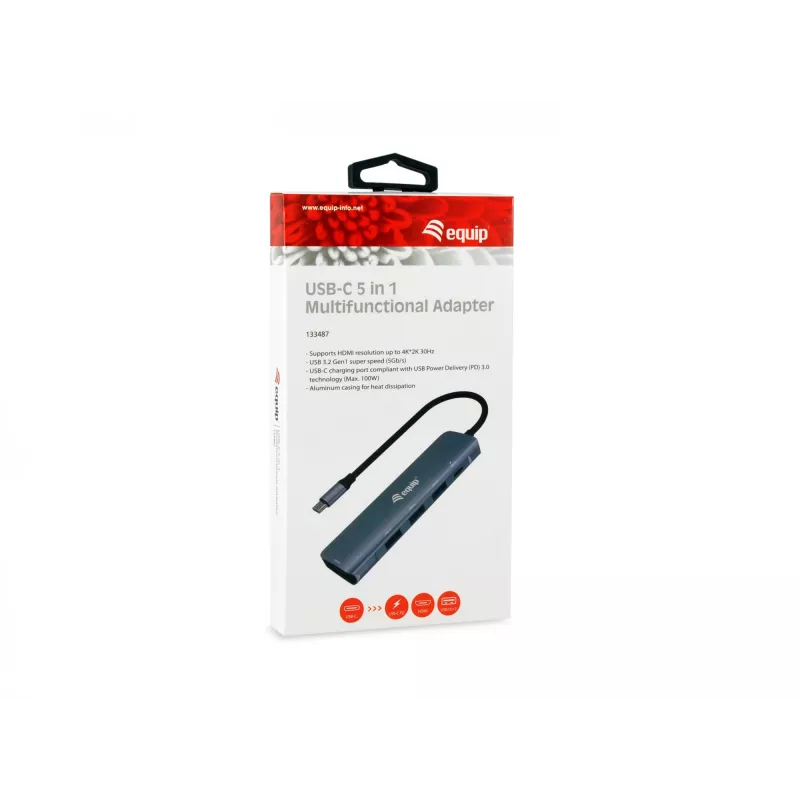 Equip USB-C 5 w 1 WIELOFUNKCYJNY Adapter, HDMI, USB 3.2 GEN1, 100W USB PD