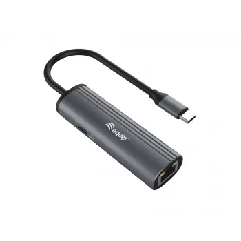 Equip Adapter USB-C na RJ45 Gigabit sieciowy + PD USB Type-C 100W