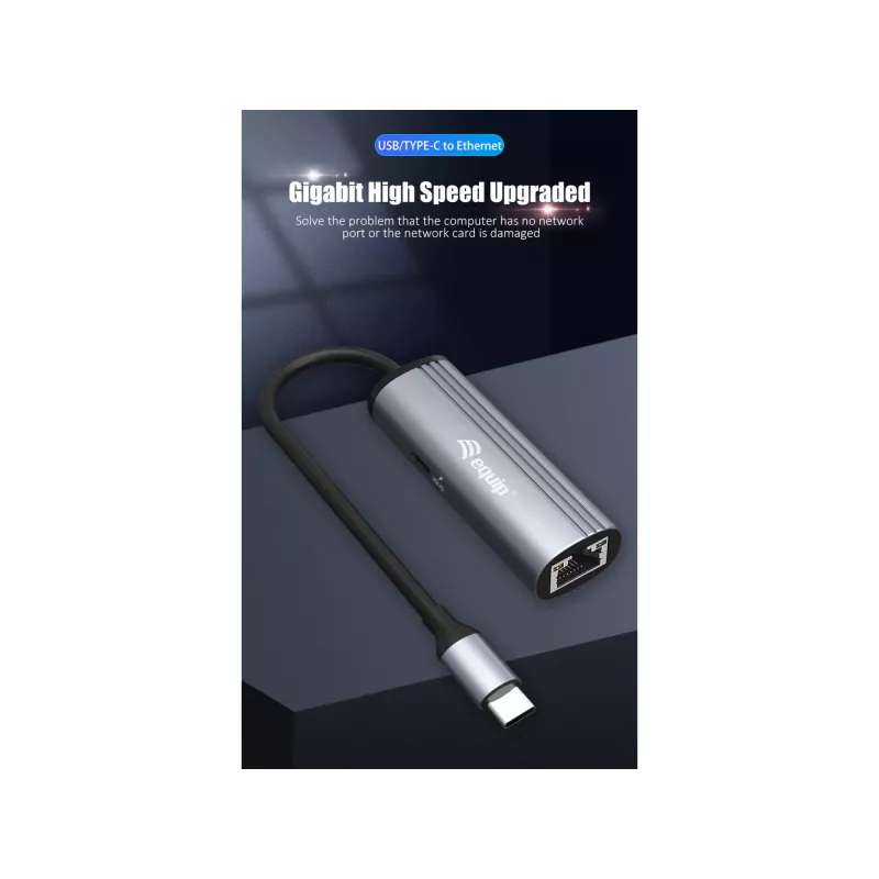 Equip Adapter USB-C na RJ45 Gigabit sieciowy + PD USB Type-C 100W