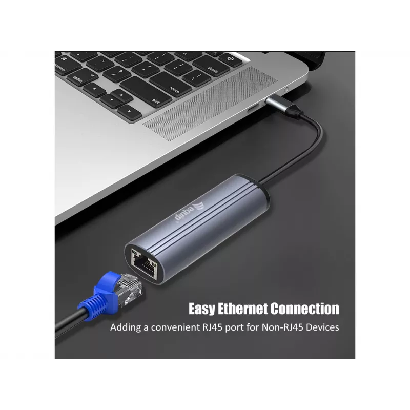 Equip Adapter USB-C na RJ45 Gigabit sieciowy + PD USB Type-C 100W