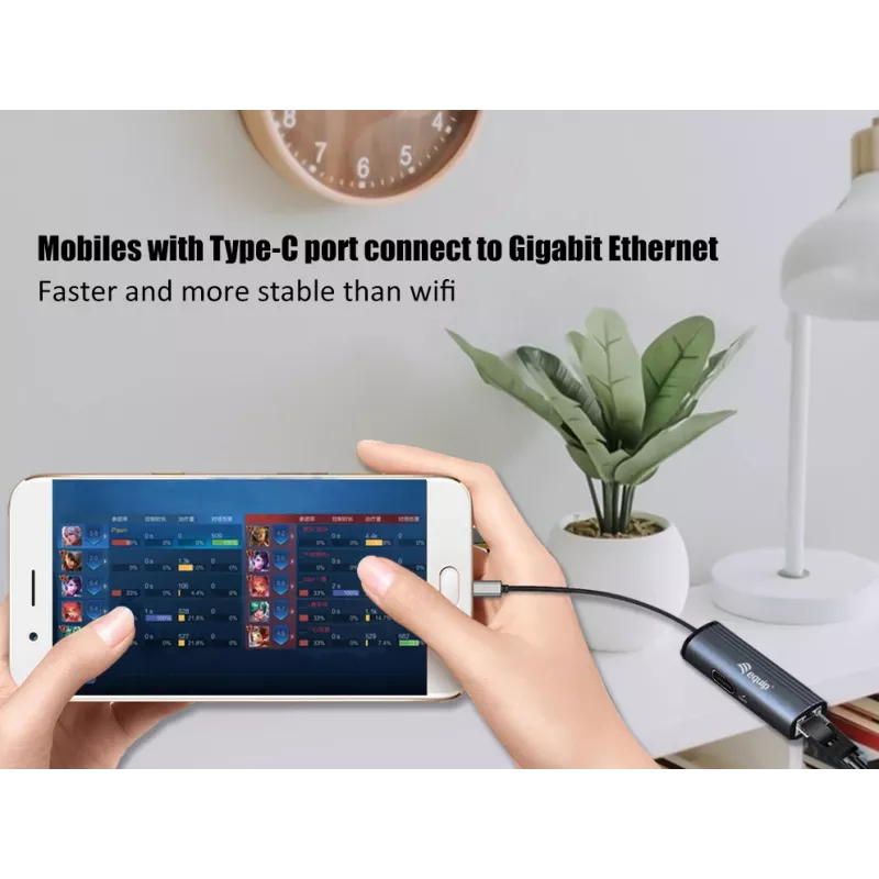 Equip Adapter USB-C na RJ45 Gigabit sieciowy + PD USB Type-C 100W