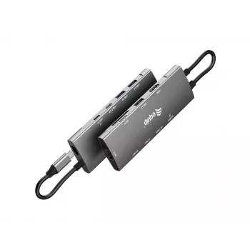 Equip USB-C 9 w 1 wielofunkcyjny adapter, HDMI 4K/60Hz, Gigabit LAN, USB 3.2 GEN1, SD/TF, 100W USB PD
