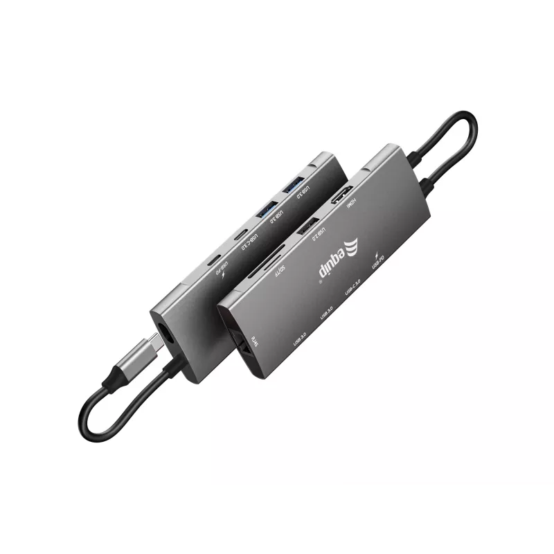 Equip USB-C 9 w 1 wielofunkcyjny adapter, HDMI 4K/60Hz, Gigabit LAN, USB 3.2 GEN1, SD/TF, 100W USB PD