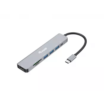 Equip USB-C 7 w 1 wielofunkcyjny adapter, HDMI 4K/60Hz, USB 3.2 Gen1 x 3, TF/MICRO SD, 100W USB PD