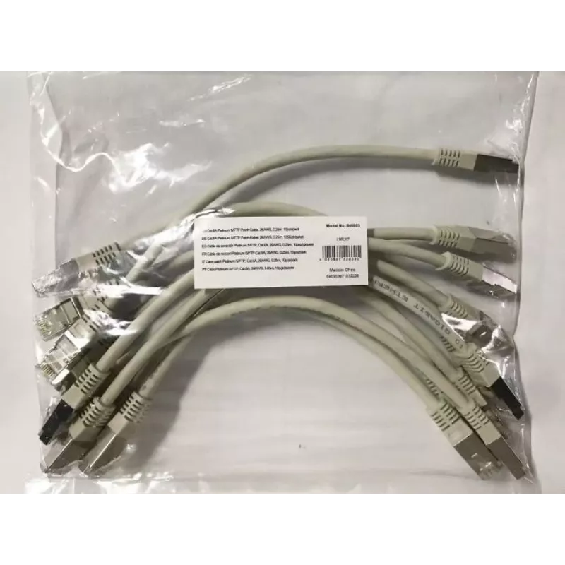 Equip Cat.6A Platinum S/FTP Patch kabel, szary, 0.25m, 10szt./zestaw