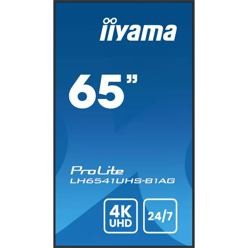 iiyama LH6541UHS-B1AG Wyświetlacz reklamowy 163,8 cm (64,5 cala) LCD 500 cd/m² 4K Ultra HD Czarny 24/7