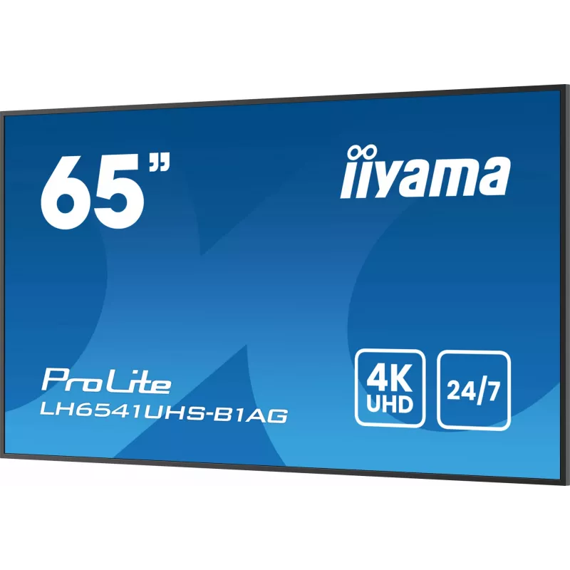 iiyama LH6541UHS-B1AG Wyświetlacz reklamowy 163,8 cm (64,5 cala) LCD 500 cd/m² 4K Ultra HD Czarny 24/7