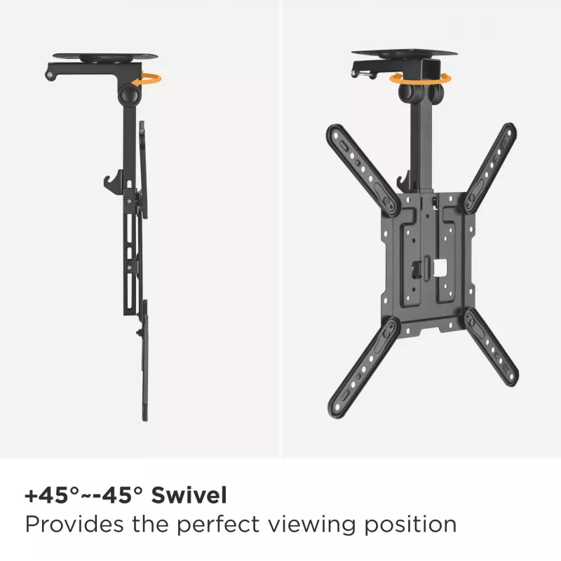 Uchwyt sufitowy do telewizora Equip 23-55 cali, 75 x 75 mm, 400 x 400 mm, 0 - 80°, -45 - 45°, stal nierdzewna, czarny