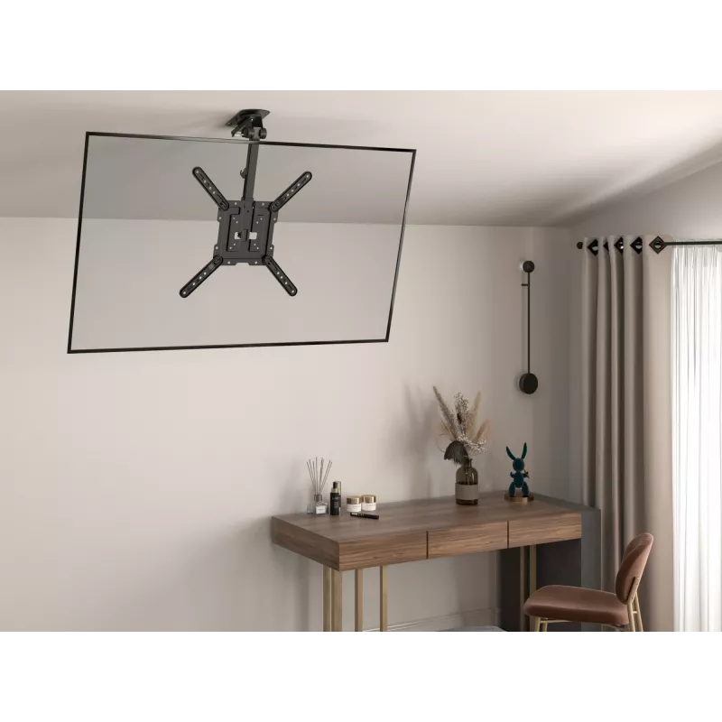 Uchwyt sufitowy do telewizora Equip 23-55 cali, 75 x 75 mm, 400 x 400 mm, 0 - 80°, -45 - 45°, stal nierdzewna, czarny