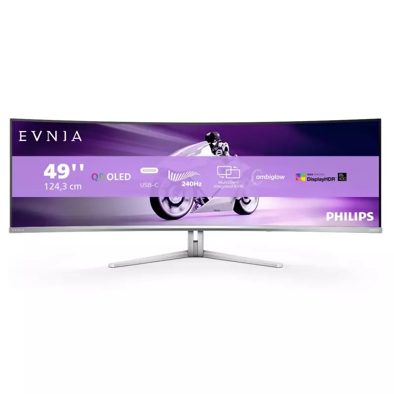 Philips Evnia 8000 49M2C8900/00 monitor komputerowy 124.2 cm (48.9 cala) 5120 x 1440 pikseli Dual QHD QD-OLED Biały