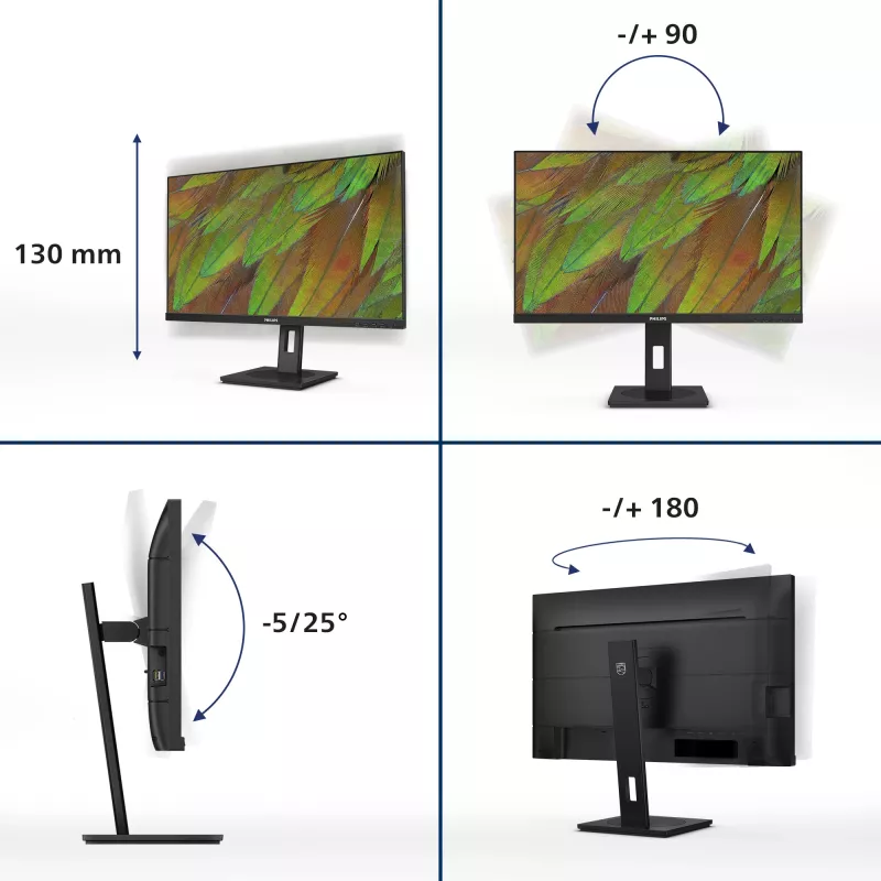 Philips 3000 series 27B1U3900/00 monitor komputerowy 68,6 cm (27 cali) 3840 x 2160 pikseli 4K Ultra HD LCD Czarny