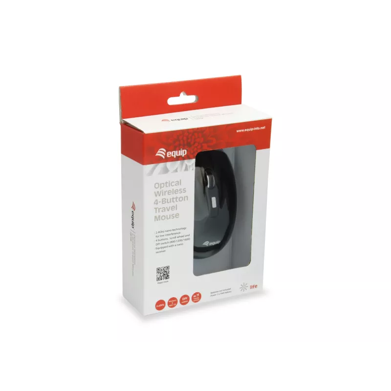 Equip 245104 mysz Podróżna Obustronna RF Wireless Optical 1600 DPI