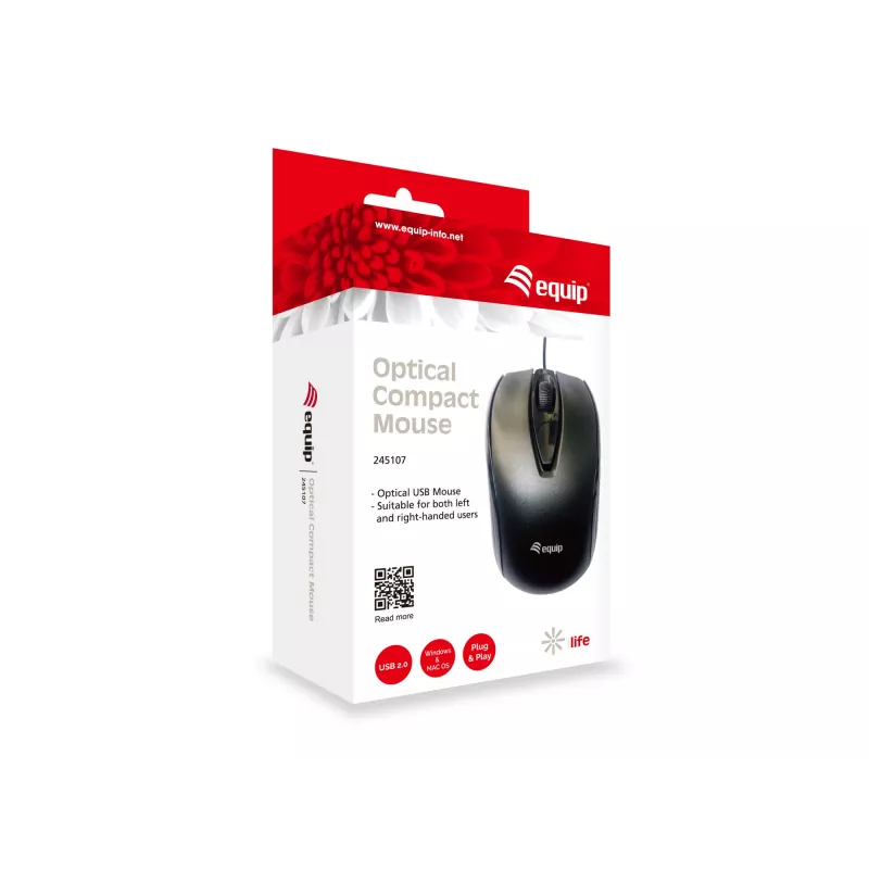 Mysz Equip 245107 biurowa symetryczna USB Type-A optyczna 1000 DPI