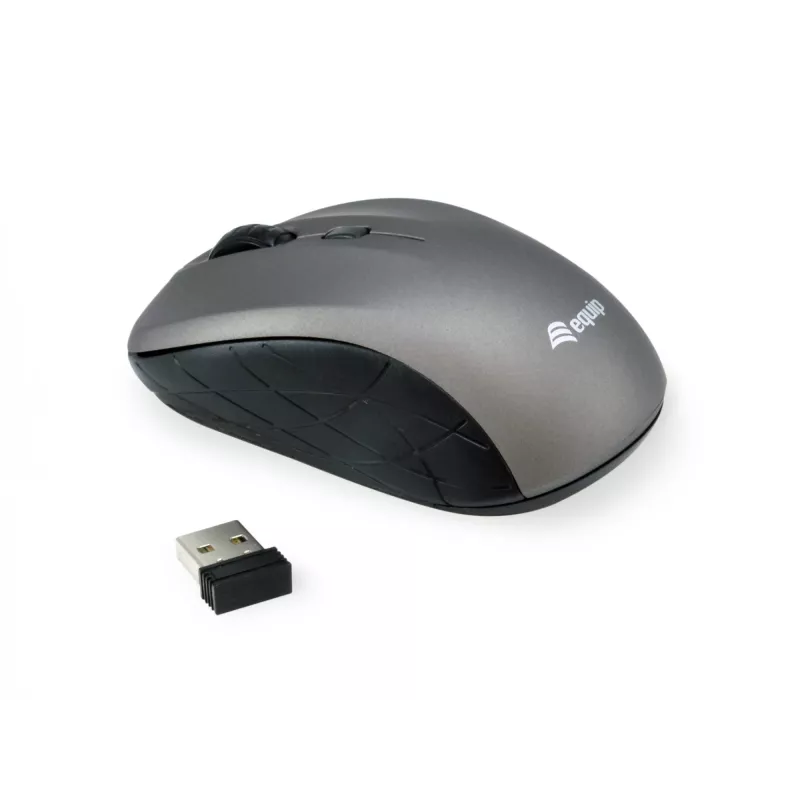 Equip Mini Optyczna Bezprzewodowa Mysz, Symetryczna, Optyczna, RF Wireless, 1600 DPI, Szary