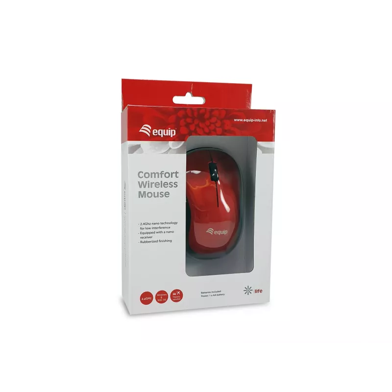 Mysz bezprzewodowa Equip Comfort czerwona RF Wireless