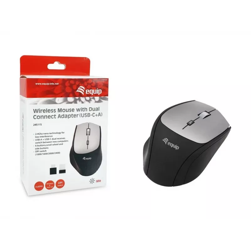 Equip 245115 Mysz bezprzewodowa z adapterem Dual Connect (USB-C+A)