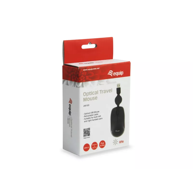 Equip 245103 mysz Travel symetryczna USB typu A optyczna 1000 DPI