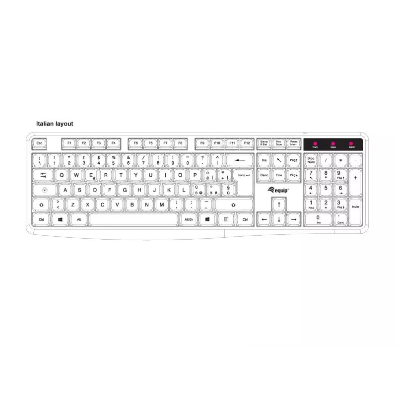 Klawiatura Equip 245213 biurowa USB QWERTY włoski czarna