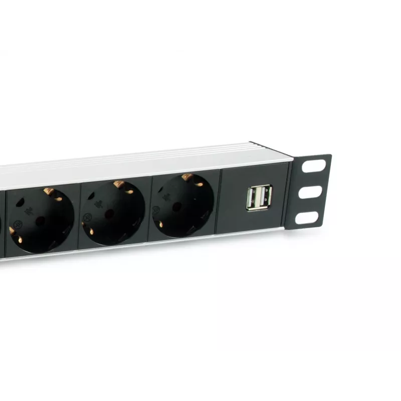 Equip 333315 Listwa zasilająca (PDU) 7 gniazd AC 1U Czarny, Srebrny