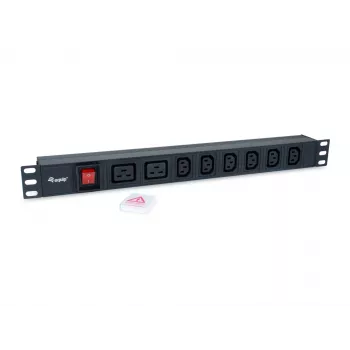 Equip 8-gniazdowy rozdzielacz zasilania, 6 x IEC-C13 + 2 x IEC-C19, wyłącznik, obudowa aluminiowa